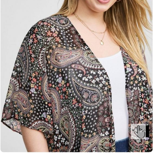 🆕️🍁🍂 2X  PAISLEY CHIFFON TEXTURED KIMONO🍂🍁 - Picture 3 of 6